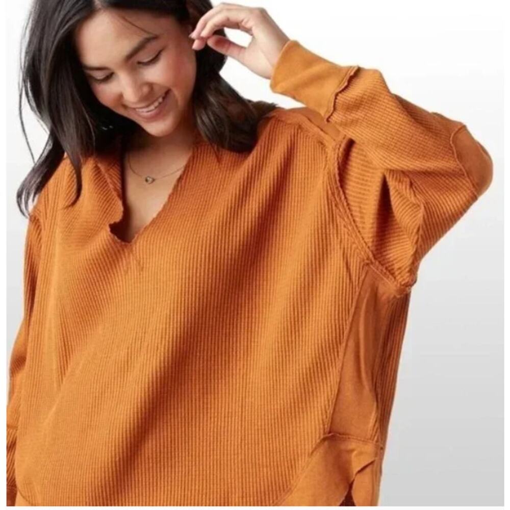 Free People We The Free Owen Thermal High Low Top Womens S Boho Orange Revolve